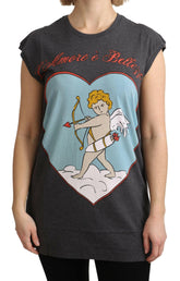 Dolce & Gabbana Gray Cotton L' Amore Top Tank T-shirt -   -  Dolce & Gabbana.